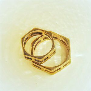 Brass Hexagon Honeycomb Bee Men & Womens Ring